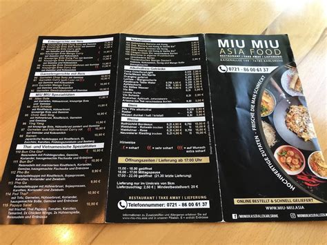 miu miu karlsruhe mühlburg speisekarte|Speisekarte MIU MIU China&Thai Food in Karlsruhe.